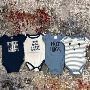 Stylish Baby Bodysuits Set - Navy, White, Blue